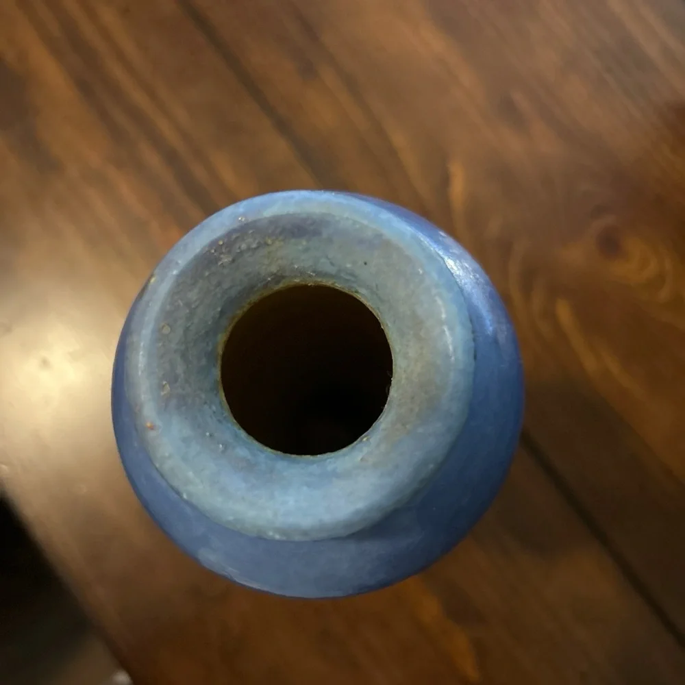Blue Provence Embossed Ceramic Vase Tall Handmade Philippines Rustic French Deco